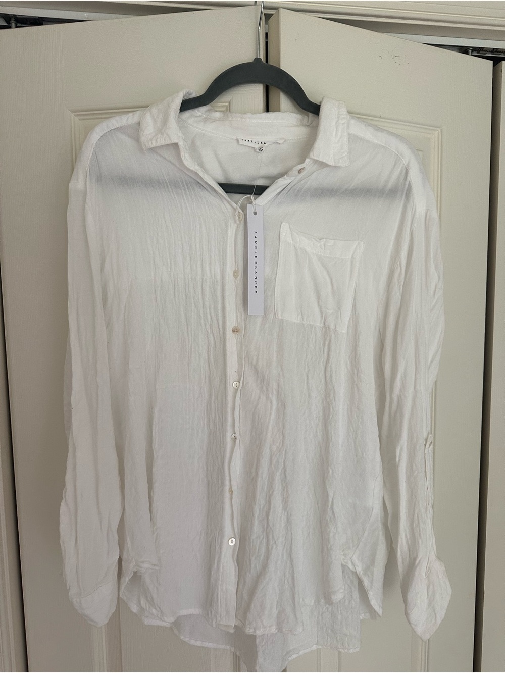 Frame Denim White Lightweight Button-Down Shirt